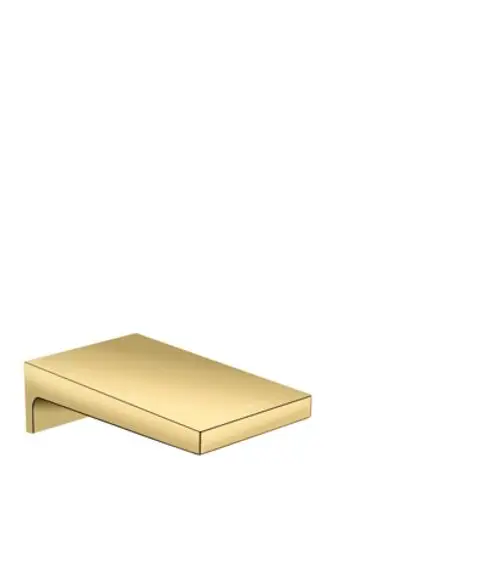Hansgrohe Wanneneinlauf mit einer flachen, rechteckigen Metalloberfläche in poliertem Gold. Die Montage erfolgt an der Wand.